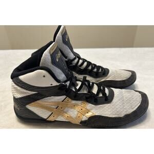 Asics Matflex 7 Wrestling Shoes Mens Size 11 Black White Gold Hi Top 1081A057
